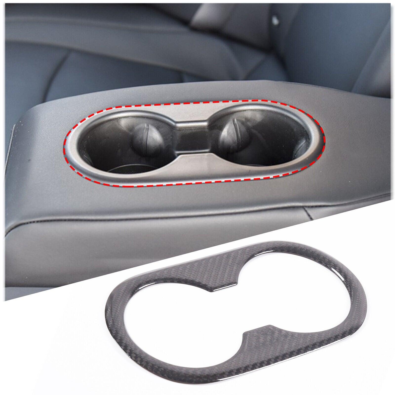 Model 3 Real Carbon Fiber Backseat Cup Holders Cover for Tesla(2017-2023) - Evooor