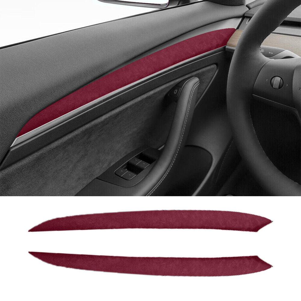 Model 3/Y Alcantara Interior Front Door Trim Panel Caps for Tesla Model 3 (2021-2023) and Model Y 2023 - Evooor