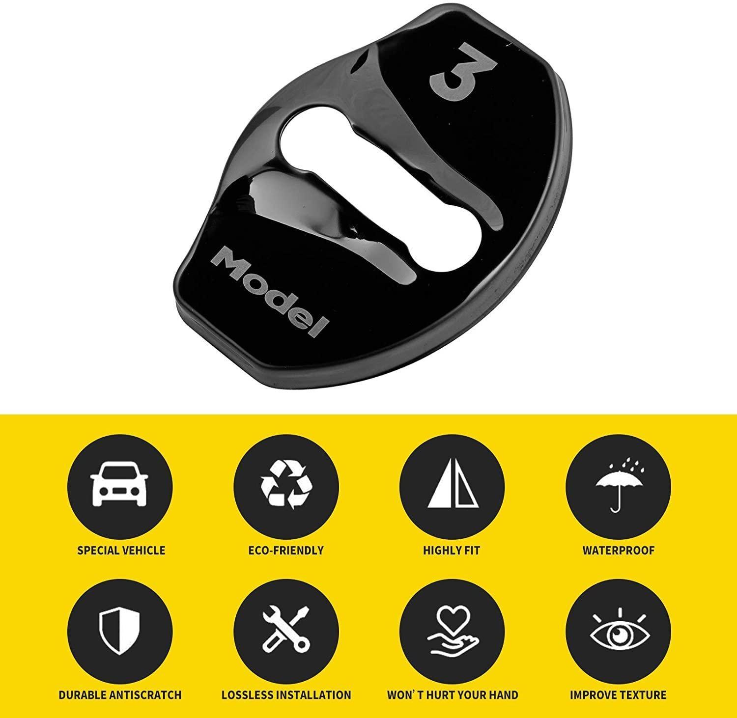 Tesla Model 3/Y Door Latch Lock Covers CF Coated (Set Of 4) - Evooor