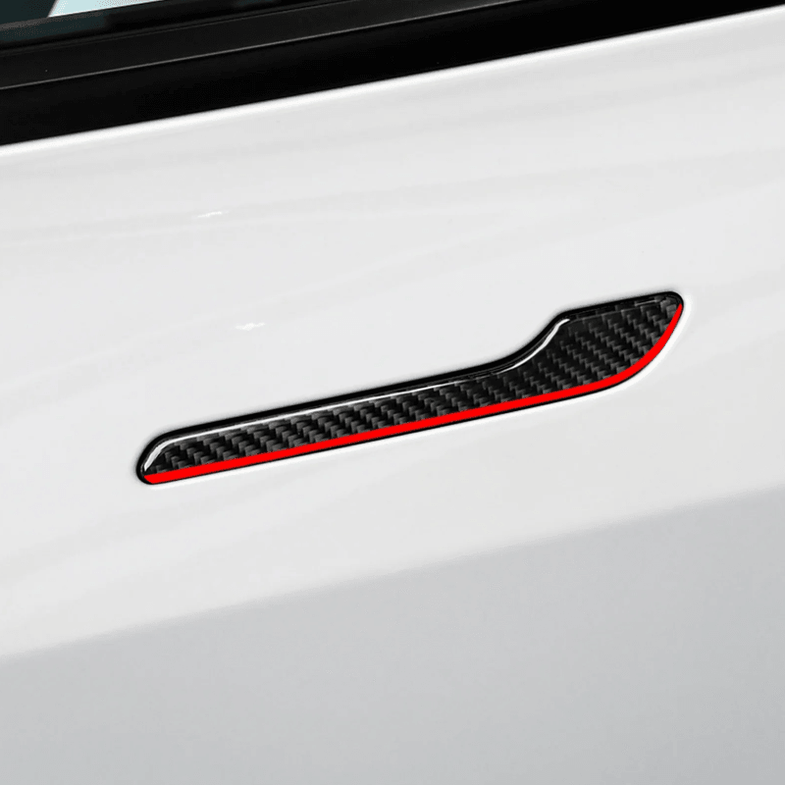 Carbon Fiber Door Handle Cover Trims For Tesla Model X 2016-2023 - Black Adhesive