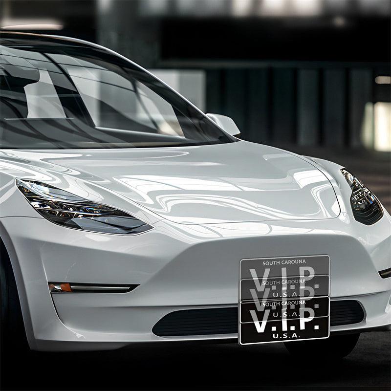 Model 3/Y No Drill Front License Plate Frame-Adjustable Movable License Plate Holder, License Plate Mount For Tesla(2017-2024) - Evooor