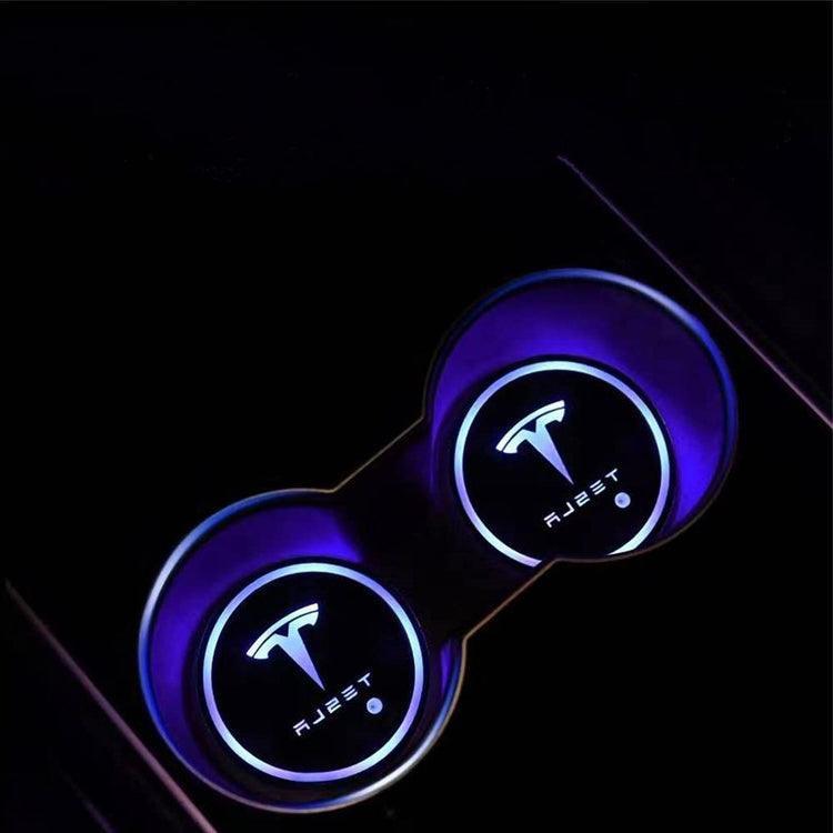 Tesla Model 3/Y/S/X 7 Colors LED Car Cup Holder Lights Interior Atmosphere Lamp (All Models) (1 Pair) - Evooor
