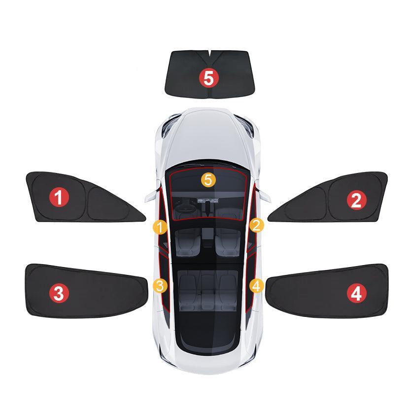 Privacy and Thermal Insulated Sunshades Curtains for Tesla Model 3(2017-2024) Sun Visor(fit for 2024 Model 3 Highland) - Evooor