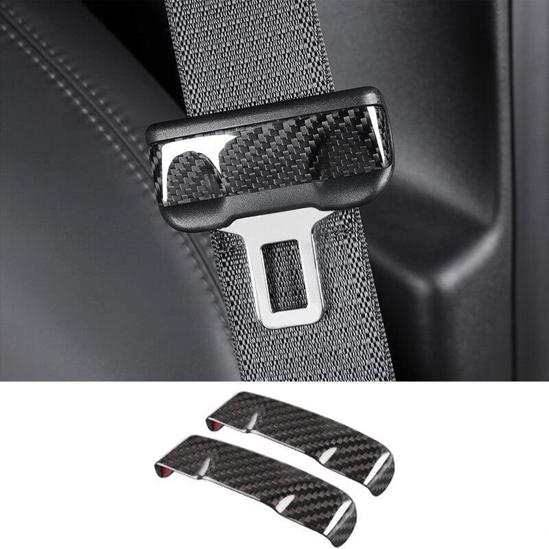 Tesla Model 3/Y [Real Carbon Fiber] Seat Belt Fascia Cover Accessories (2017-2024) - Evooor