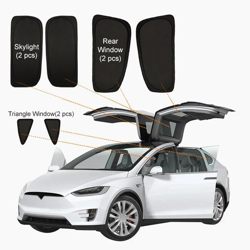 Tesla Model X(2015-2024) Privacy And Thermal Insulated Sunshades Curtains Opaque Sun Visor for Camping and Daily Use - Evooor