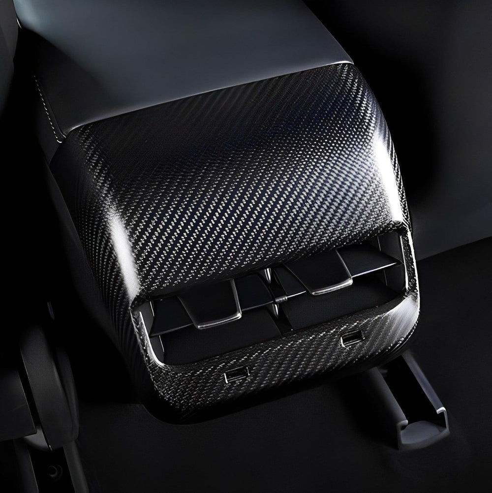 [Real Carbon Fiber] Tesla Model 3/Y Backseat Vent Overlay, Center Console Wrap Cover (2017-2023) - Evooor