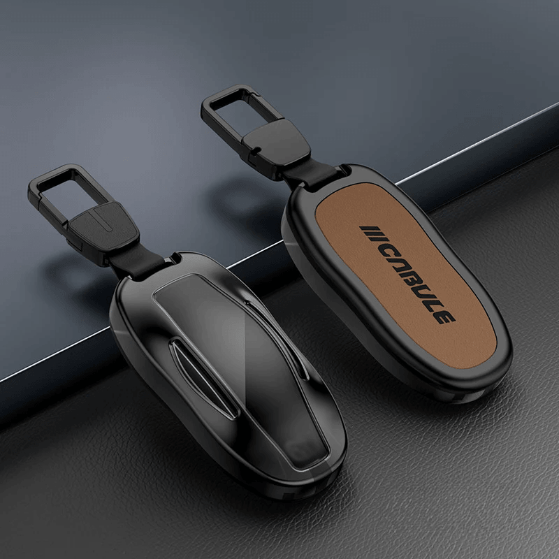Model 3/Y/S/X Alloy and Leather Key Fob Cover for Tesla - Evooor
