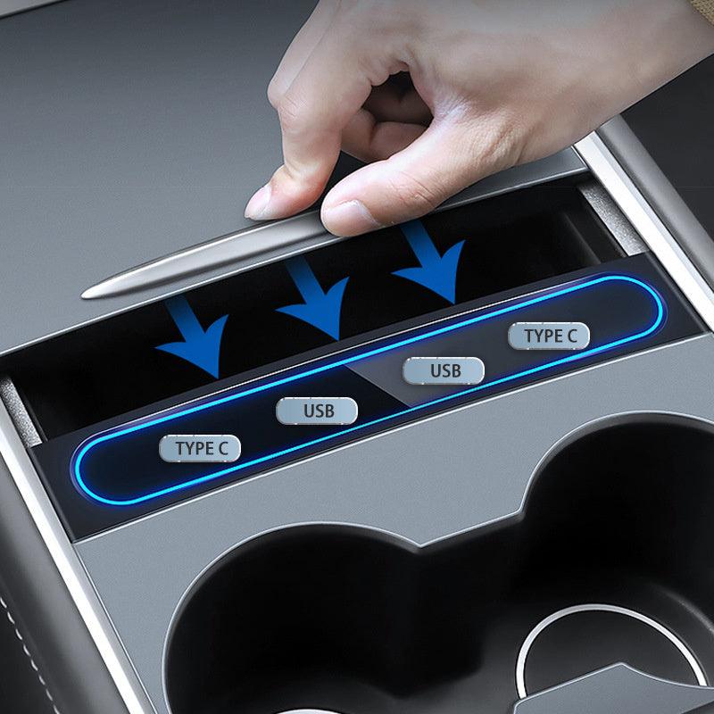 Model 3/Y USB Extender Charger Type C 27W Max Quick Charger Intelligent Stand Shunt Accessories For Tesla(2021-2023) - Evooor