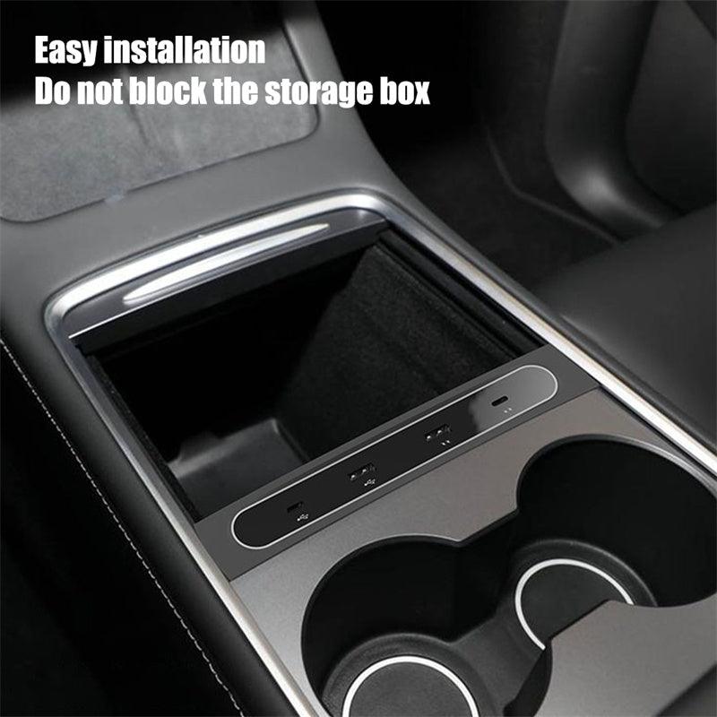 Model 3/Y USB Extender Charger Type C 27W Max Quick Charger Intelligent Stand Shunt Accessories For Tesla(2021-2023) - Evooor