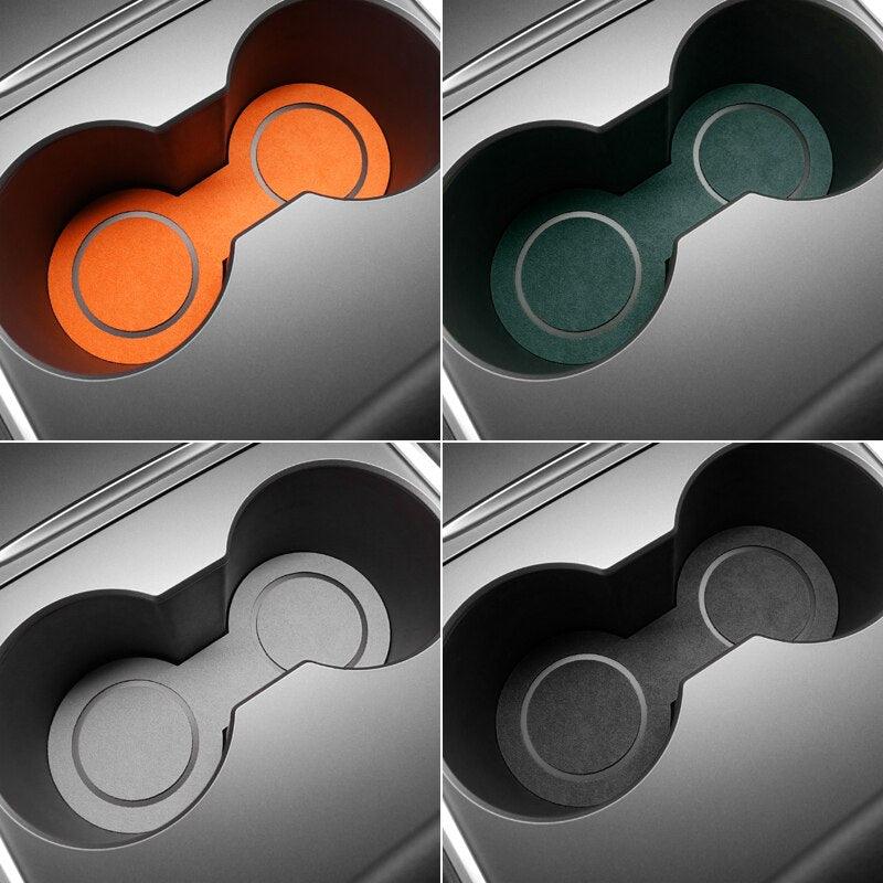 Model 3/Y Alcantara Cup Coaster Pad - Stylish and Durable Interior Accessory For Tesla(2019-2023） - Evooor