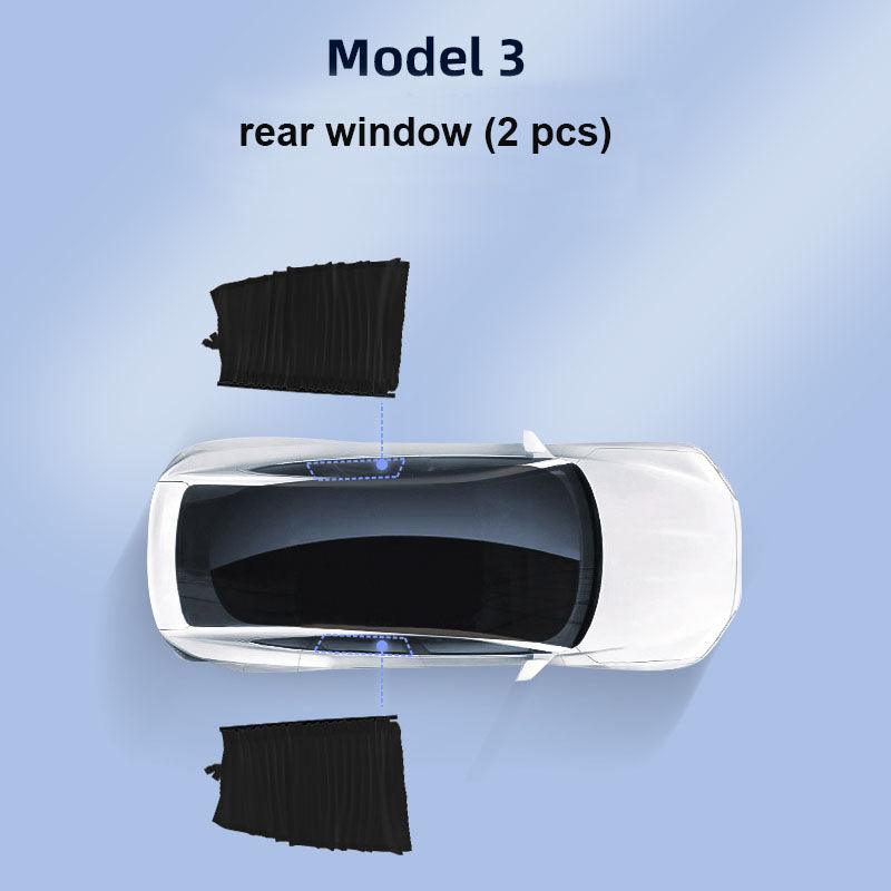Tesla Side Window Track Slide Privacy Curtain Sunshade For Model 3/Y - Evooor