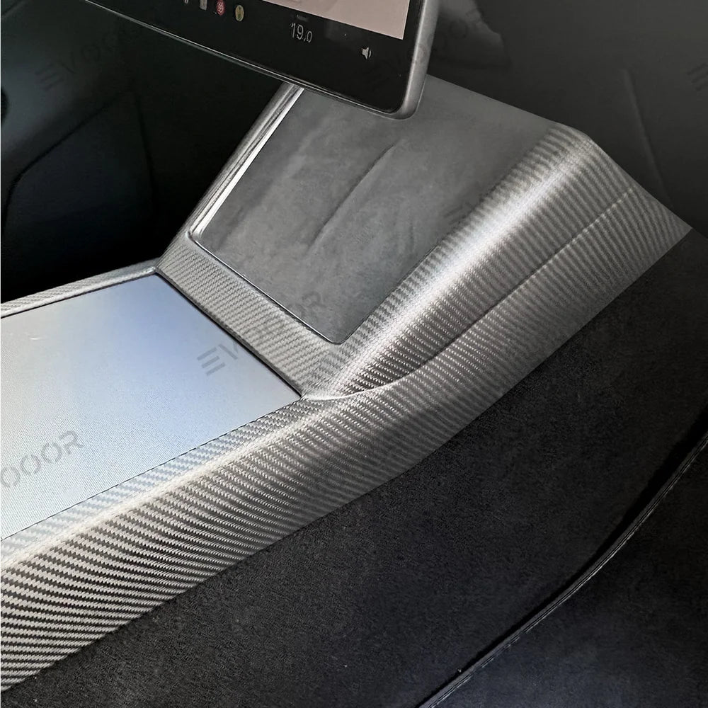 High-Quality Carbon Fiber Center Console Trim Panel for Tesla Model Y - Custom Fit with Modern Style for Juniper 2025+ Models