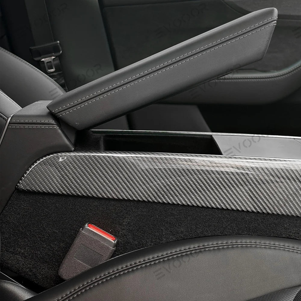 High-Quality Carbon Fiber Center Console Trim Panel for Tesla Model Y - Custom Fit with Modern Style for Juniper 2025+ Models