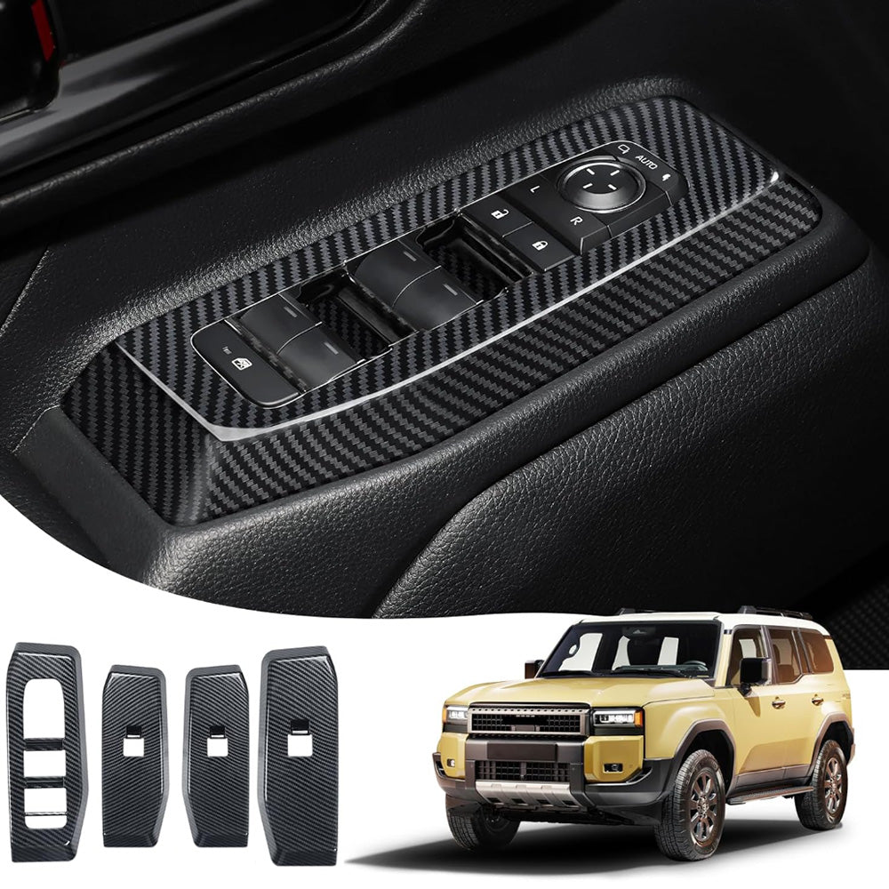 Window Switch Button Panel (Carbon Fiber Pattern ABS) for 2024 Toyota Land Cruiser LC250/J250 (4PCS)