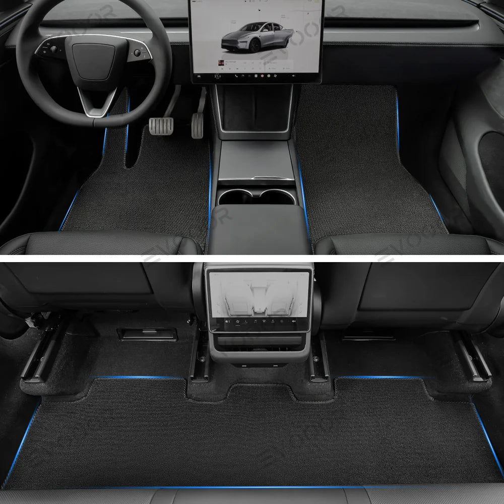 High-Quality Juniper Green 3-Piece Carpet Floor Mats Set for Tesla Model Y - Long-Lasting Protection and Style for 2025+ Models
