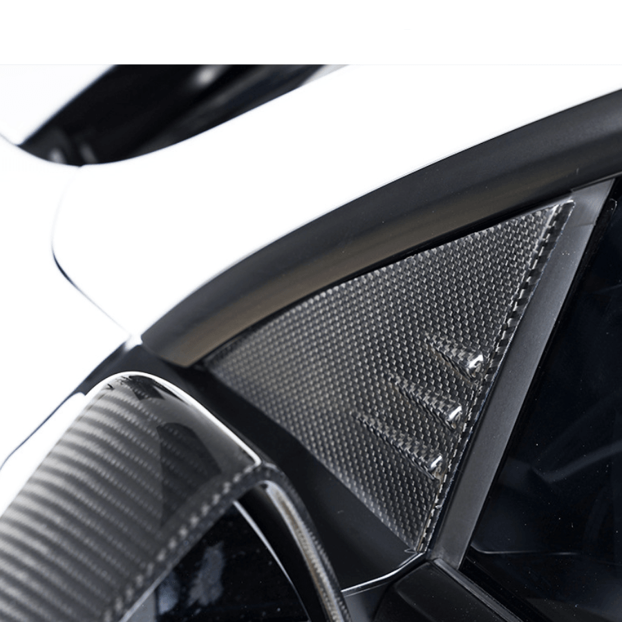 Highland Tesla Model 3 2024+ Carbon Fiber A-Pillar Triangle Spoiler Covers - Set of 2 - Evooor