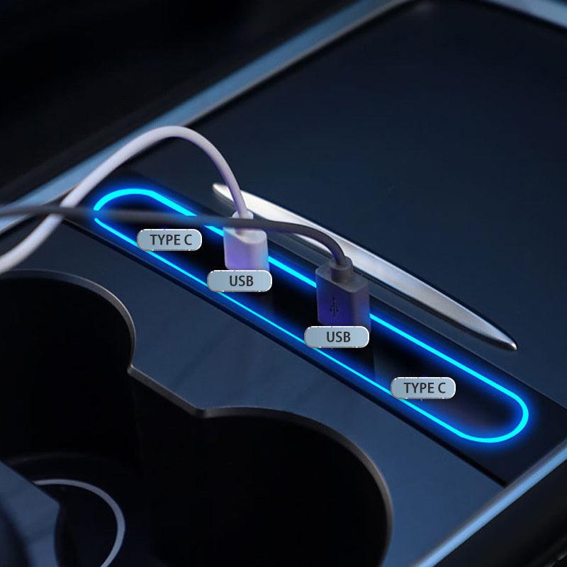 Model 3/Y USB Extender Charger Type C 27W Max Quick Charger Intelligent Stand Shunt Accessories For Tesla(2021-2023) - Evooor