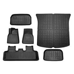 Tesla <tc>Model</tc> Y Allwetter-Fußmatten, komplettes Set, Kofferraummatte, Cargo-Matte, Frunk Cargo Liner (2020–2023)