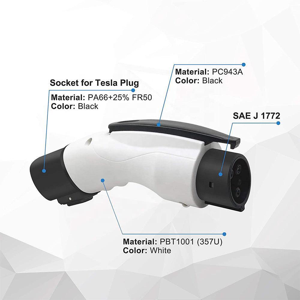 Electric Vehicle Charger Adapter for Tesla Model S/X/3/Y, 40Amp 250V AC, Level 1-2 Charging, IP44 Weatherproof Rated - Evooor