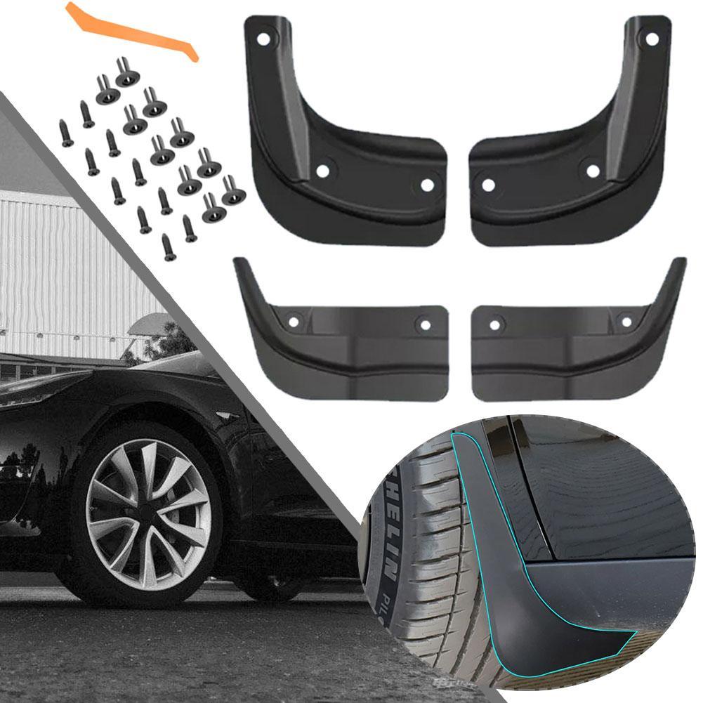 2024 Tesla Model 3 Highland Mud Flaps Splash Guards Front Rear Mudguard Kit, No Drill Fender(4 Pcs) - Evooor