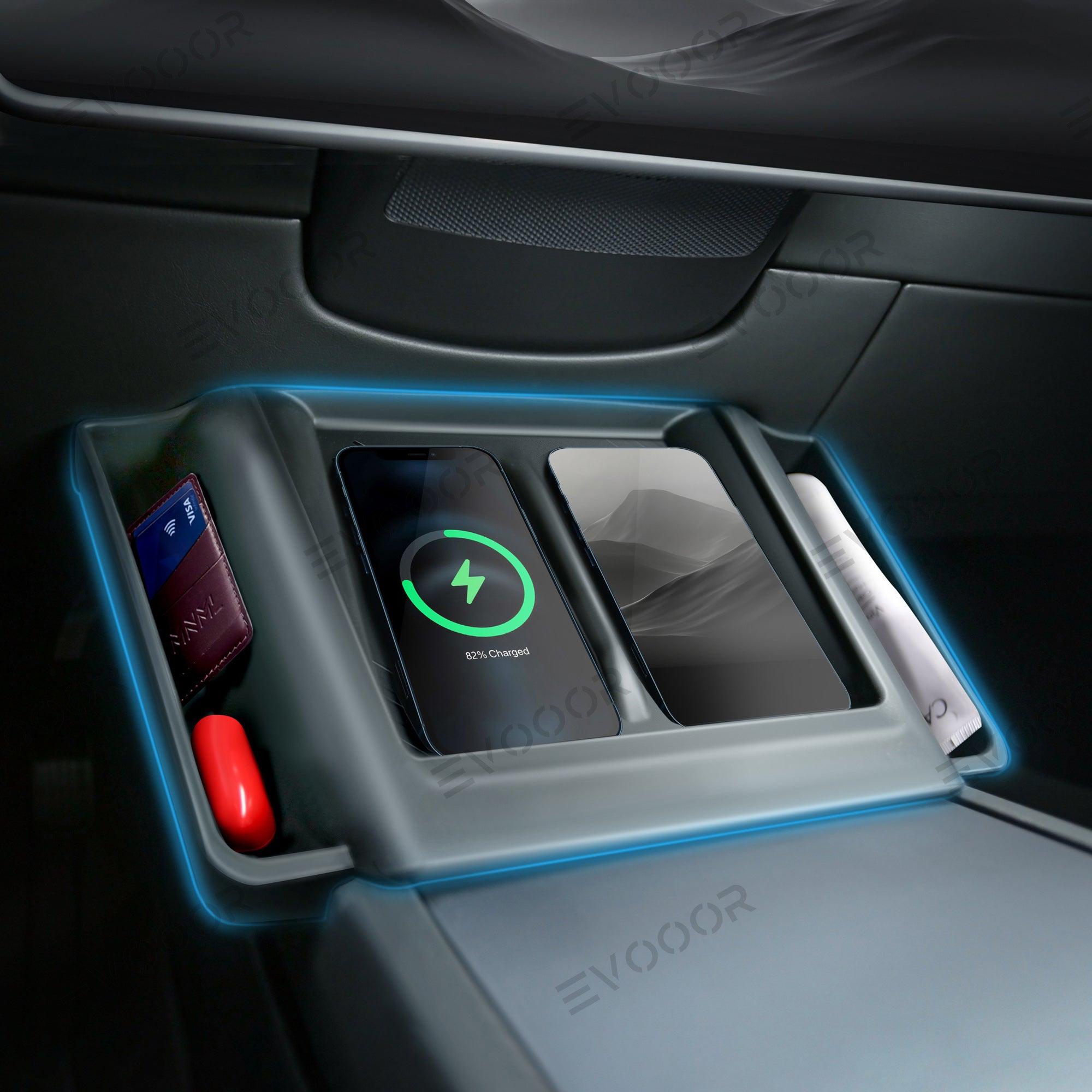 2024 Model 3 Highland Central Control Wireless Charging Silicone Pad Storage Box For Tesla - Evooor