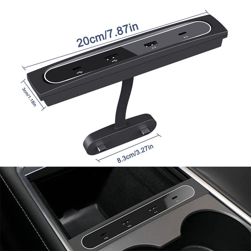 Model 3/Y USB Extender Charger Type C 27W Max Quick Charger Intelligent Stand Shunt Accessories For Tesla(2021-2023) - Evooor