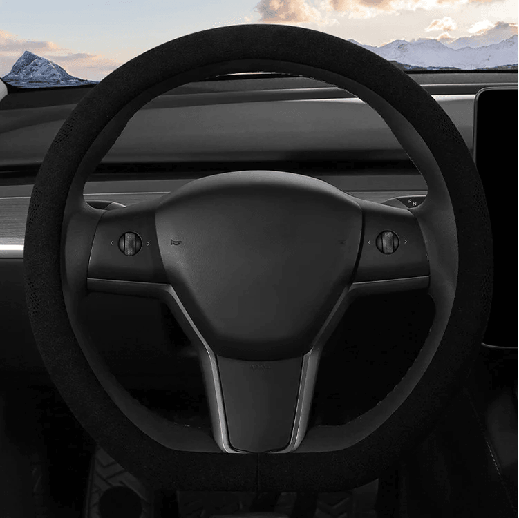 Model 3/Y Alcantara Ultra Thin Sweat Absorbing Steering Wheel Cover for Tesla - Evooor