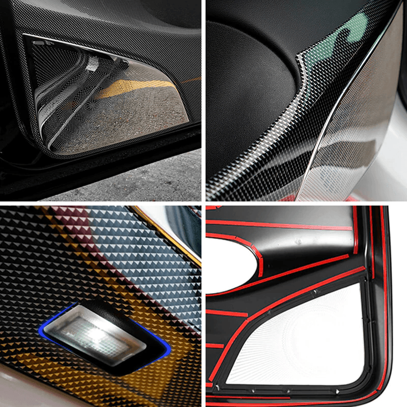 Enhanced Tesla Model 3 Door Inner Trim Cover - Carbon Fiber Pattern, ABS Material - 2021-2023 Model Compatibility - Evooor