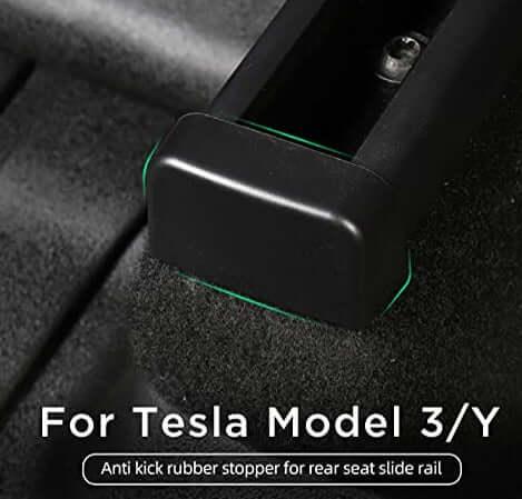 Tesla Model3/y anti-kick asiento trasero slide railes cubierta accesorios (2 pares) (2017-2023)