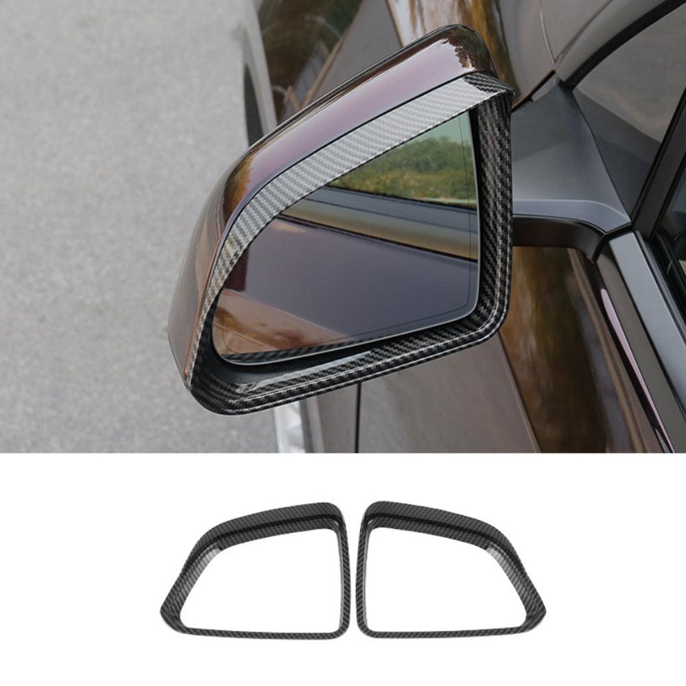 Tesla Model 3/Y Rear View Mirrors Rain Guards Set in Carbon Fiber Pattern ABS - 2 Pieces - Evooor