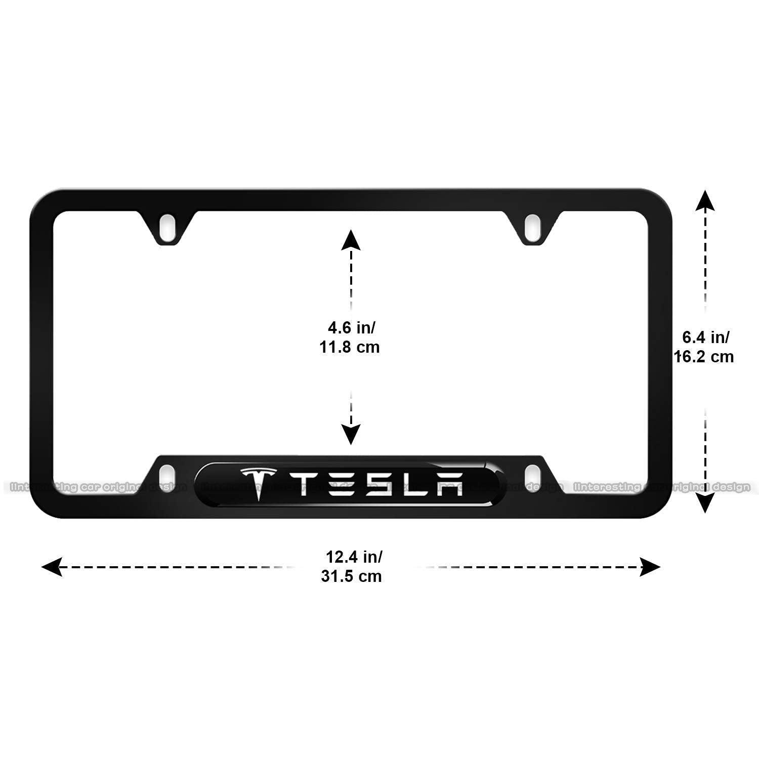 Tesla License Plate Frame 2-Pieces High-Grade Tesla tag License Frame US Car (1 Pair) - Evooor