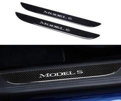 Tesla Carbon Fiber Door Sill Protector Cover For Model S (2016-2020) - EVOOOR