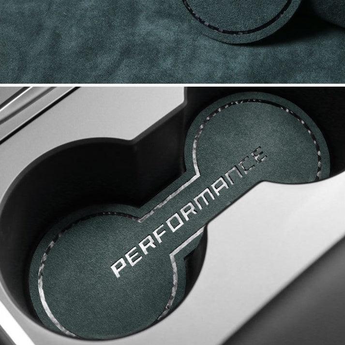 2023 Model 3/Y Alcantara Car Coaster Water Cup Holder Anti-Slip Pad Coaster Double Holder For Tesla (2021-2023) - Evooor
