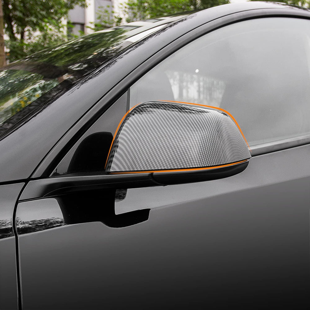 Tesla Model Y Side Door Mirror Cover (Carbon Fiber Pattern ABS) (1 pair) (2020-2023) - Evooor