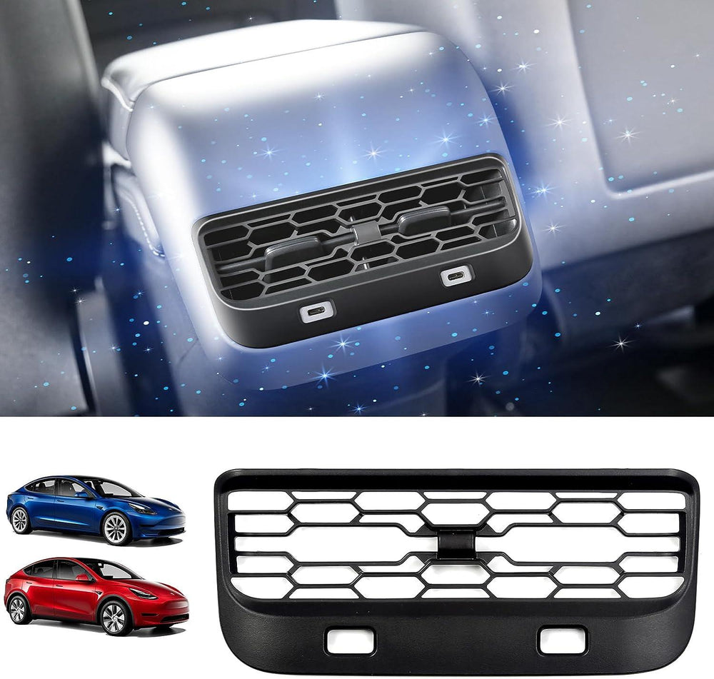 Tesla Model 3/Y Rear Seat Air Vent Deflector Shield Cover - Increase Airflow and Reduce Dust - Evooor