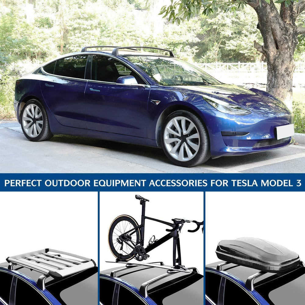 Tesla Model 3/Y Aluminum Roof Rack Cargo Cross Bars (Set of 2) for Tesla(2017-2024) - Evooor