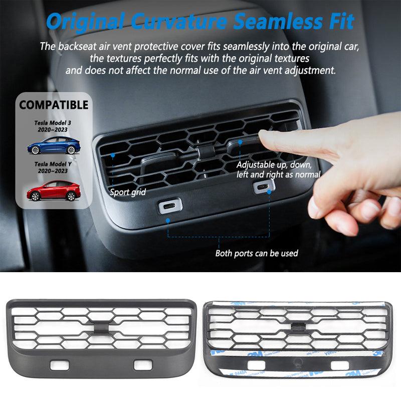 Tesla Model 3/Y Rear Seat Air Vent Deflector Shield Cover - Increase Airflow and Reduce Dust - Evooor