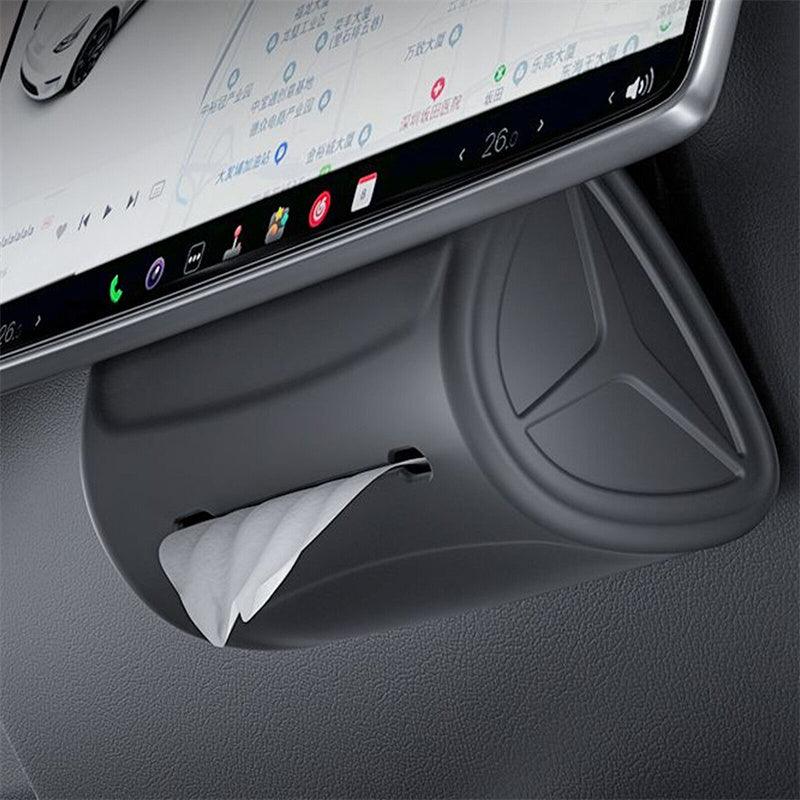 Model 3/Y Hidden Multifunctional Silicone Paper Drawer Car Tissue Box For Tesla - Evooor