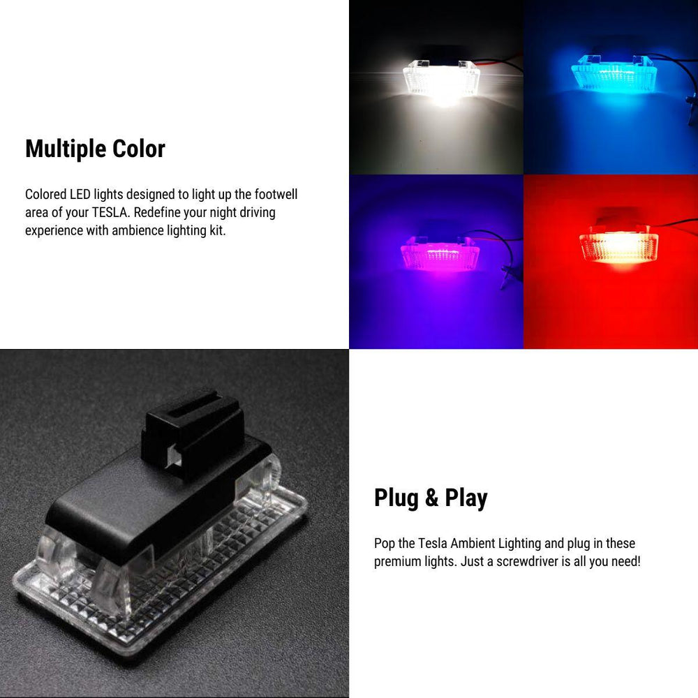 Enhanced Visibility: Tesla Model 3/X/S LED Footwell Lights (Set of 2) - Evooor