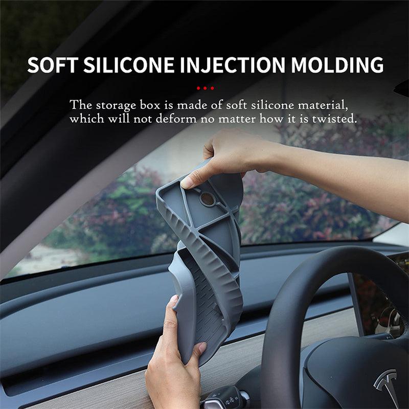 Model 3/Y Center Console Organizer Tray, Dashboard Hidden Non-Slip Tissue Sunglasses Storage Box For Tesla(2017-2023) - Evooor