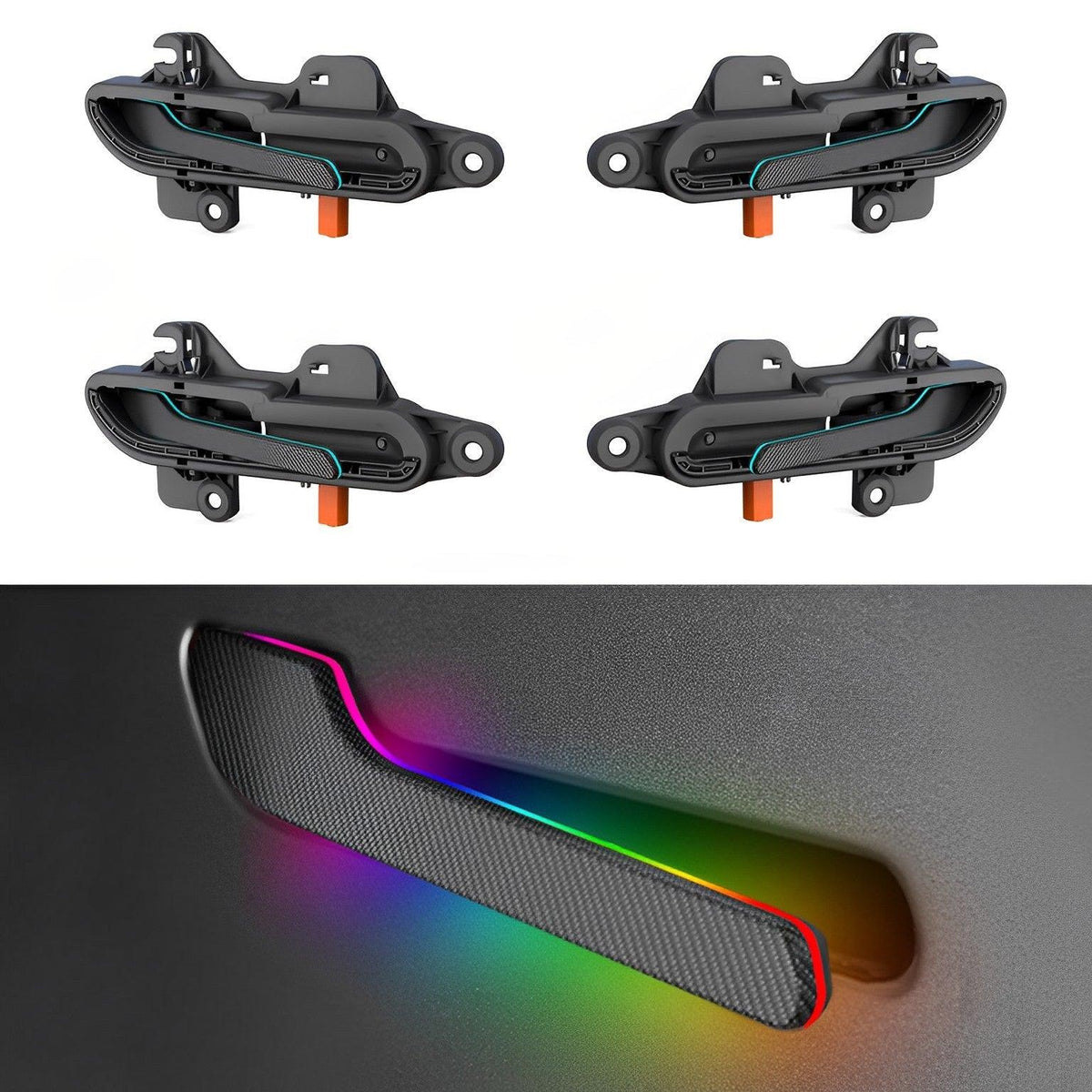 Tesla Model 3/Y Electric Door Handle Set - Automatic Retractable Design with RGB Light Strips (Set of 4) - Evooor