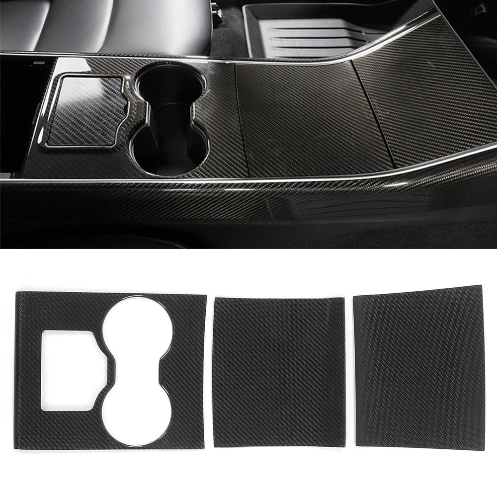 [Real Carbon Fiber] Model 3 Center Console Overlays, Decoration Wrap Cover (Gen. 1) for Tesla(2017-2020) - Evooor