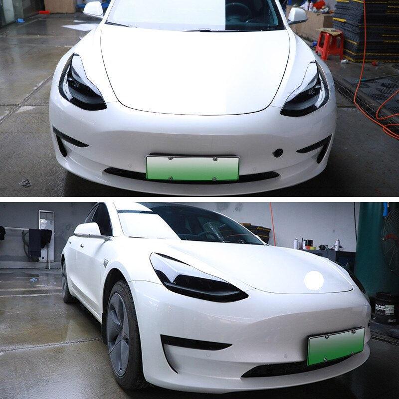 Model 3/Y Headlamps Protector Film-TPU Smoked Black Headlights Accessories 1 Pair For Tesla (2017-2023) - Evooor