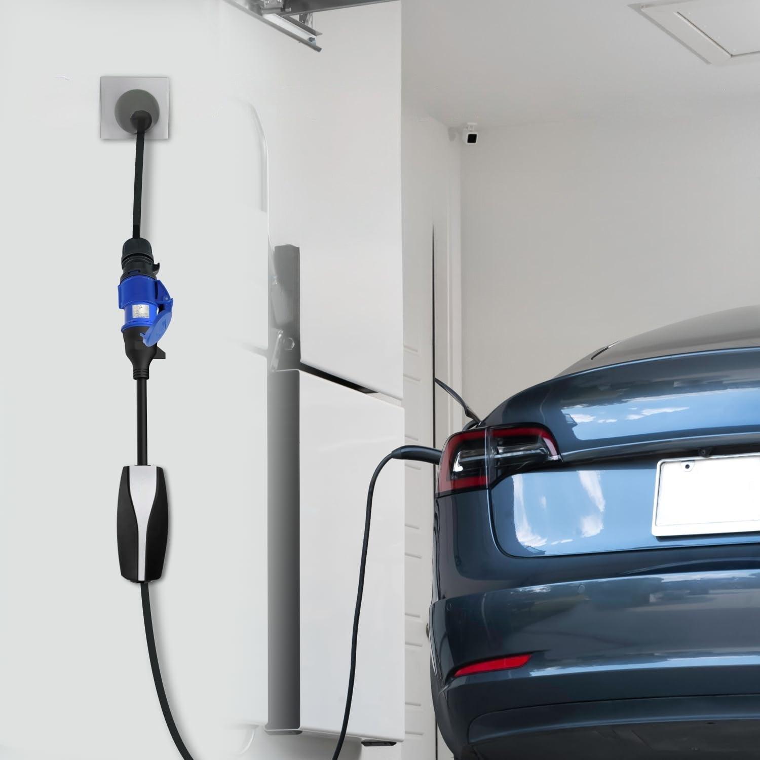 Model S/3/X/Y 3-Pin CEE to Tesla Adapter - 32A EV Charger Extension Cable for Tesla - Evooor
