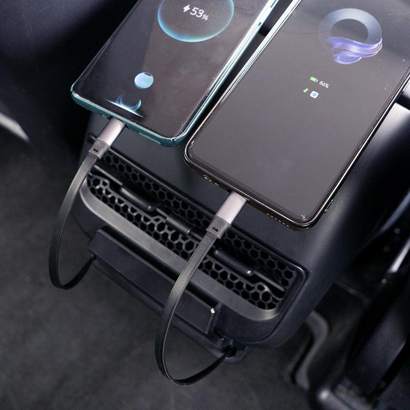 Model 3/Y 2-in-1 USB Hub Rear Air Outlet Protective Cover Expansion Cable for Tesla(2021-2024) Not Fit Model 3 Highland - Evooor