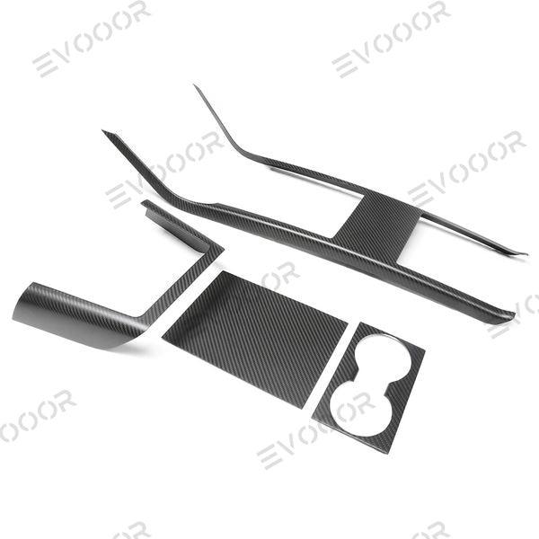 Model X [Real Carbon Fiber] Center Console Cover Kit For Tesla 2021+ - Evooor