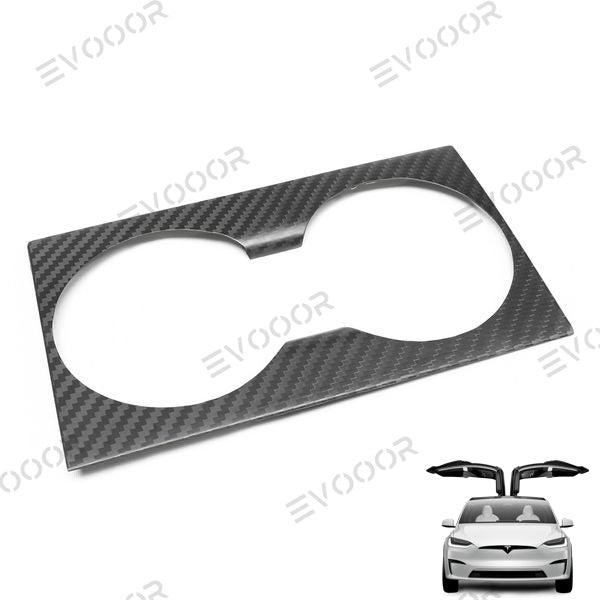 Model X [Real Carbon Fiber] Cup Holder Cover For Tesla 2023+ - Evooor
