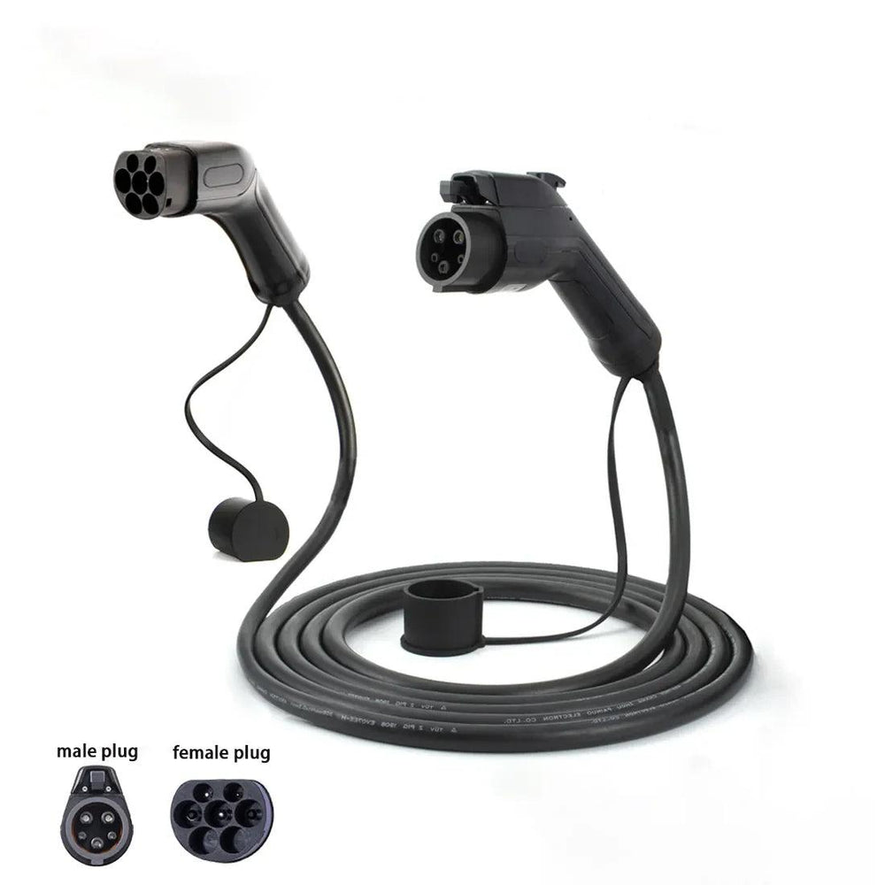 Type 2 to Type 1 Electric Vehicle (EV) Charging Cable with J1772 Connector - Evooor