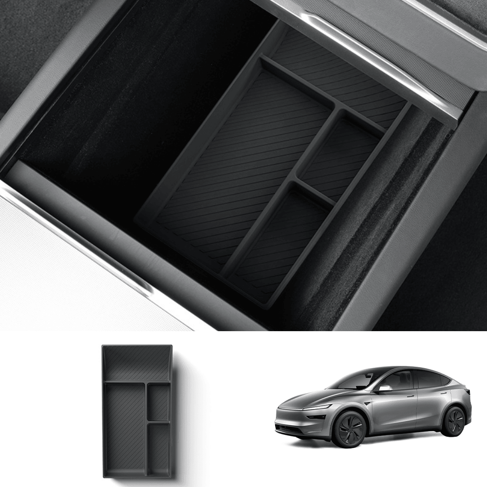 Silicone Center Console & Armrest Lower Storage Tray for Tesla Model Y Juniper 2025+ - Evooor