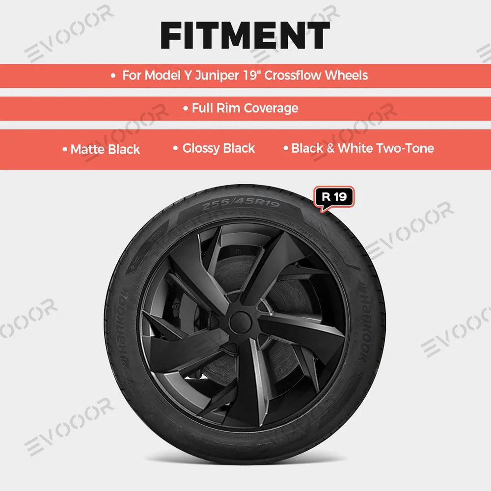 Set of 4 Stainless Steel 19'' Tesla Model Y Juniper 2025+ Wheel Covers in Spoke Design
